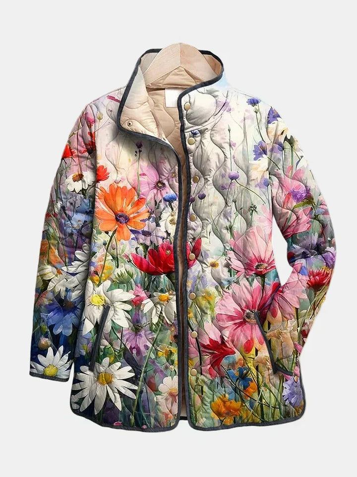 Kaia | Giacca Trapuntata Vintage con Stampa Floreale