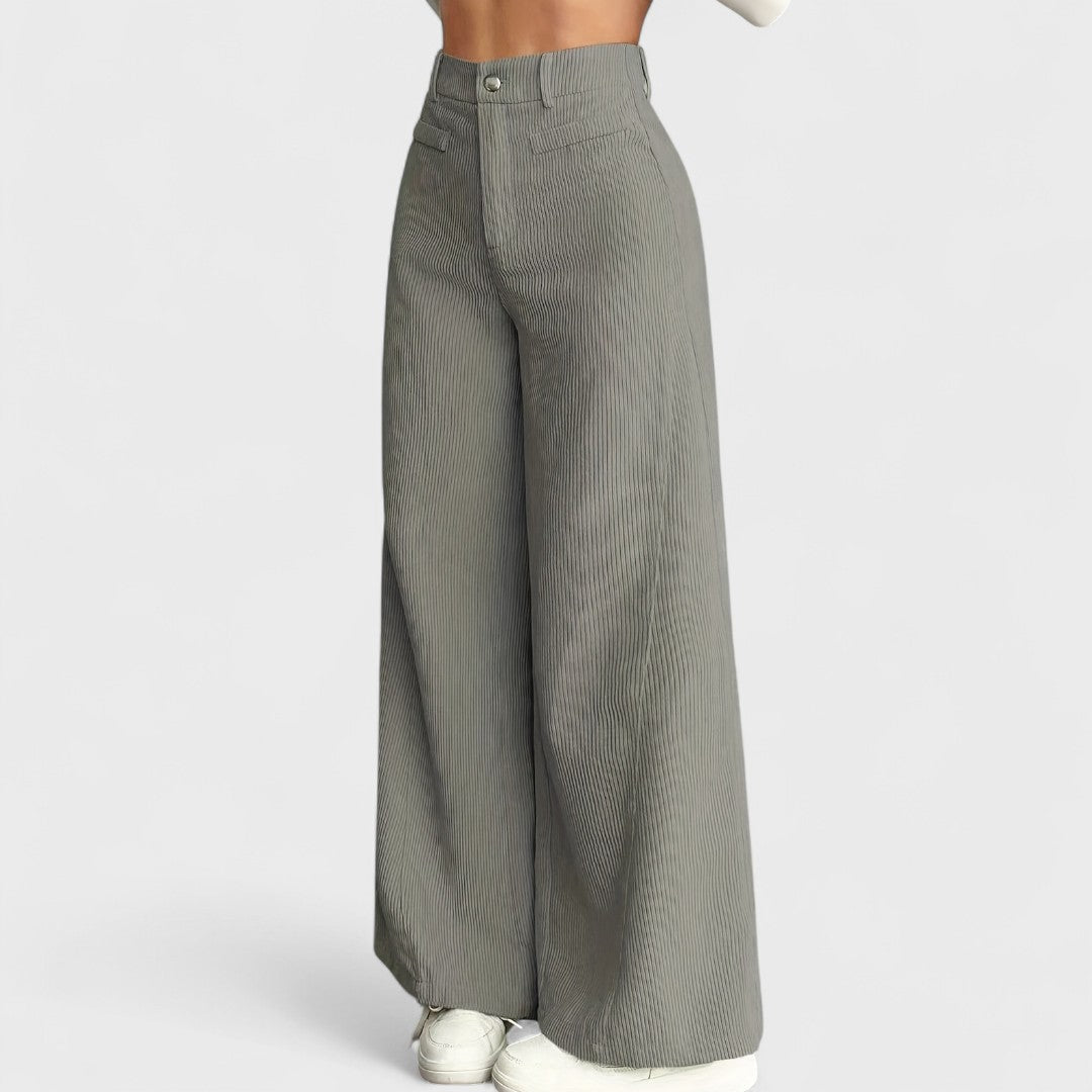 Rida - Pantaloni da Donna a Vita Alta con Gamba Larga
