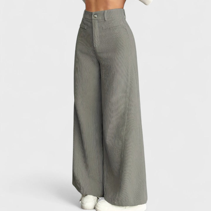 Rida - Pantaloni da Donna a Vita Alta con Gamba Larga