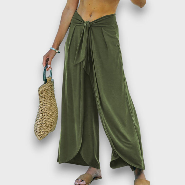 Narella – Pantaloni estivi con effetto incrociato e vita da annodare