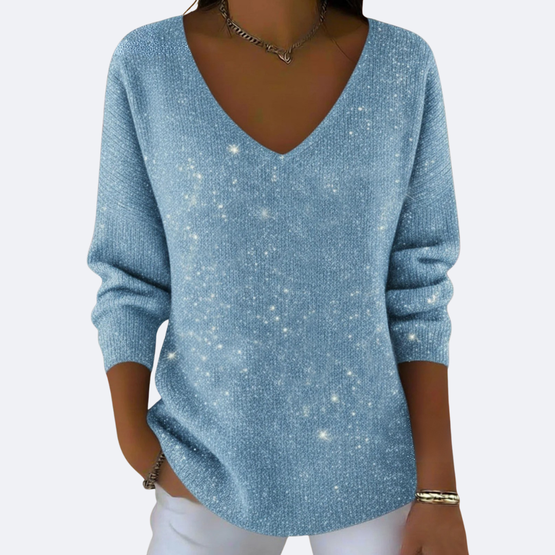 GIULIA - Elegante Maglione con Collo a V e Glitter