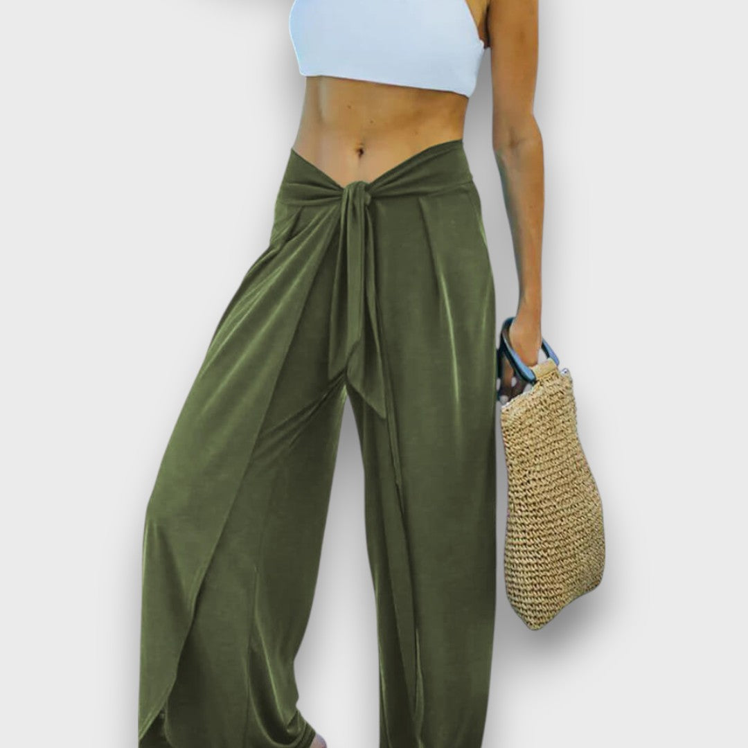 Narella – Pantaloni estivi con effetto incrociato e vita da annodare