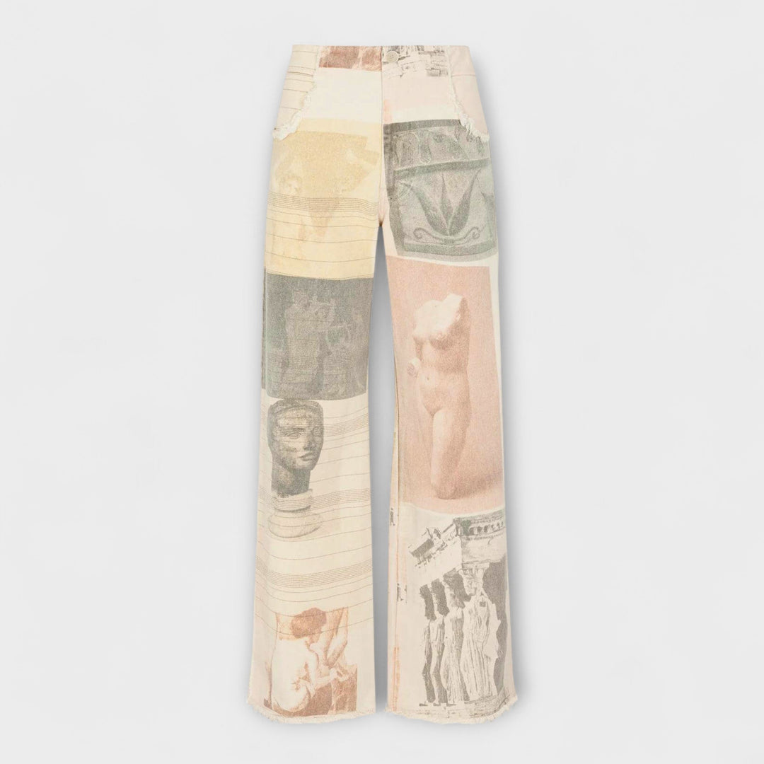 Rhea – Jeans a gamba larga stampati con un tocco vintage