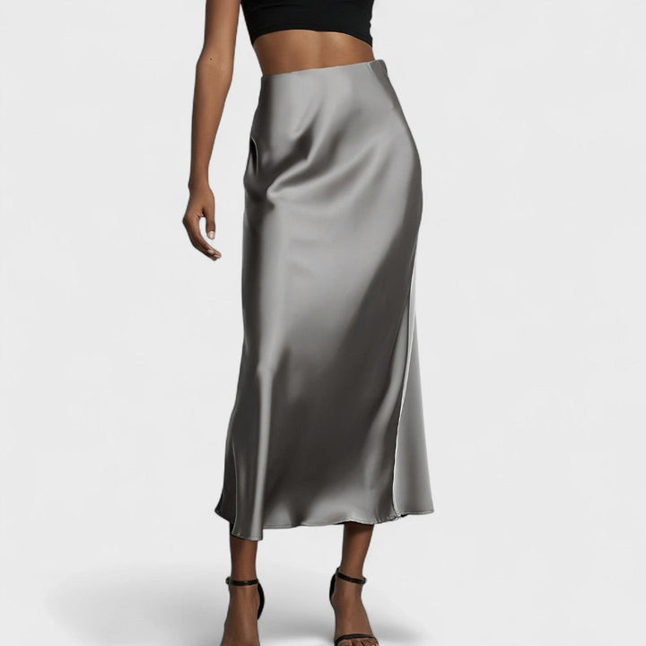Sasha - Gonna Midi in Raso a Vita Alta per Donna