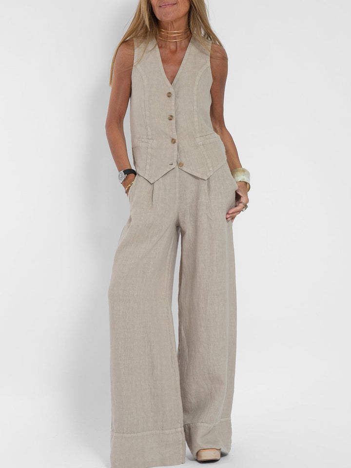 Aira - Completo di due pezzi con gilet e pantaloni a gamba larga
