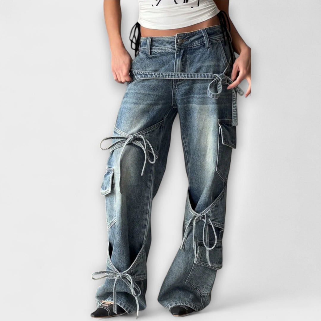 Paloma - Jeans in Denim Utility con Dettaglio di Nodo