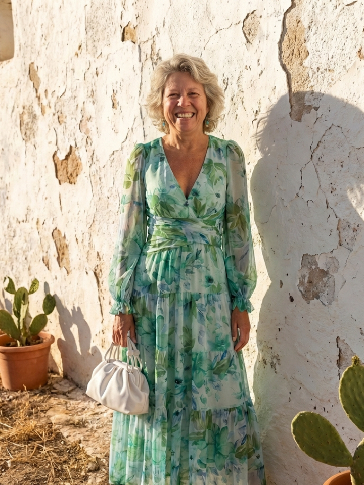 Olivia | Abito lungo a maniche lunghe con stampa floreale