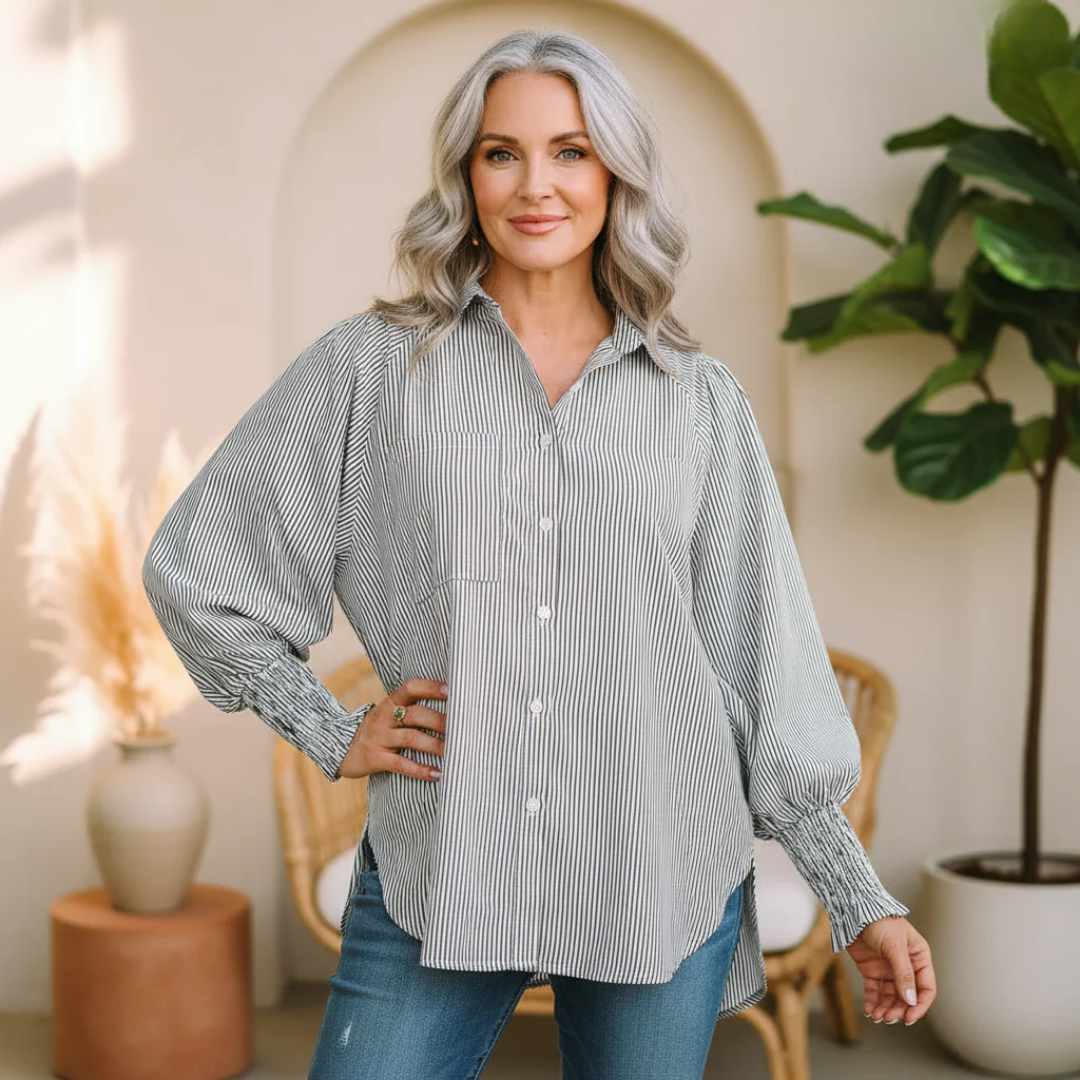 Quinlee - Camicia a righe morbida