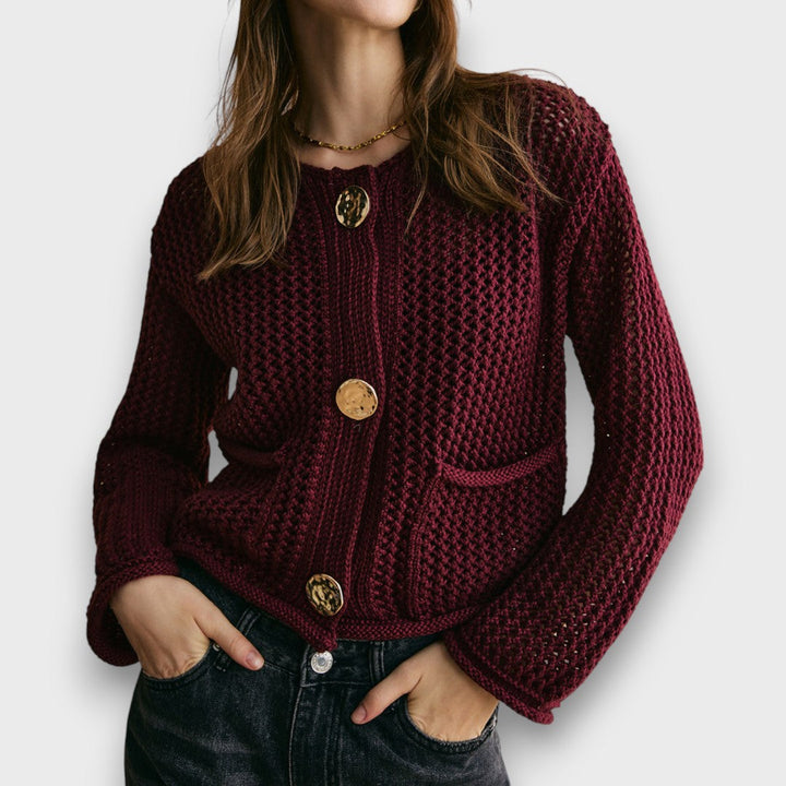 Jessa – Cardigan in Rosso Bordeaux