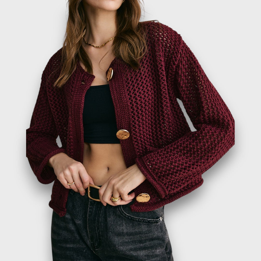 Jessa – Cardigan in Rosso Bordeaux