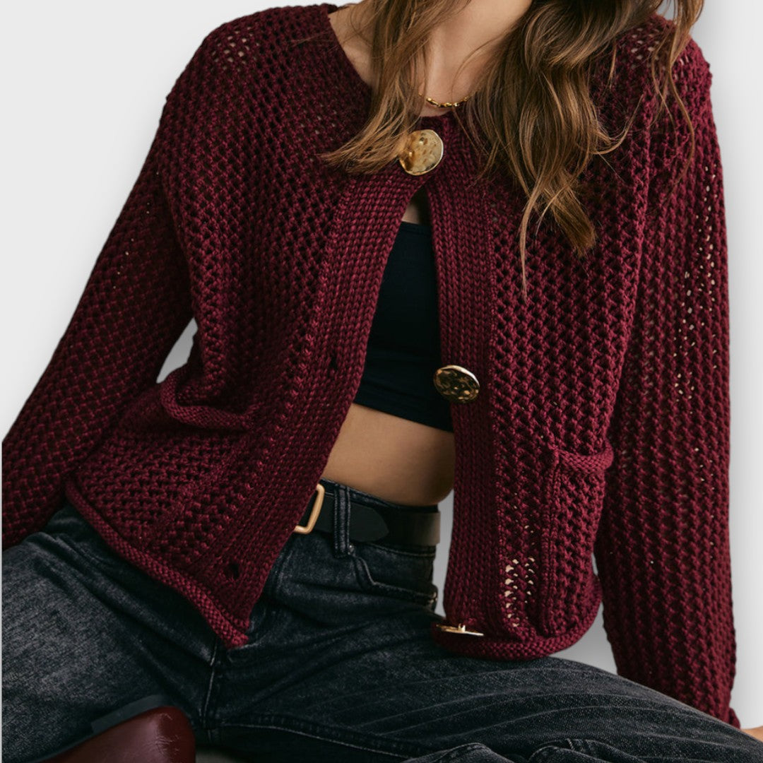 Jessa – Cardigan in Rosso Bordeaux