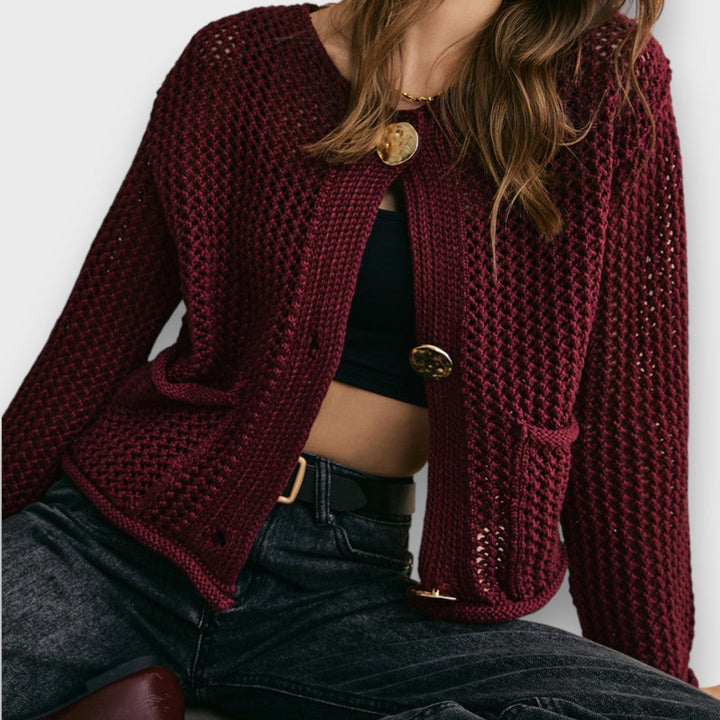 Jessa – Cardigan in Rosso Bordeaux