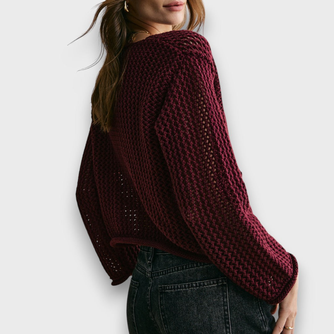 Jessa – Cardigan in Rosso Bordeaux
