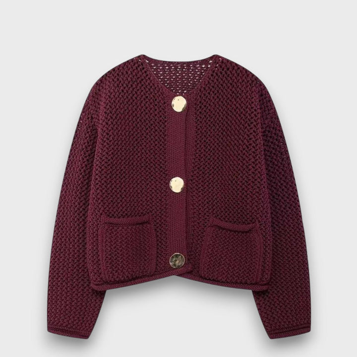 Jessa – Cardigan in Rosso Bordeaux