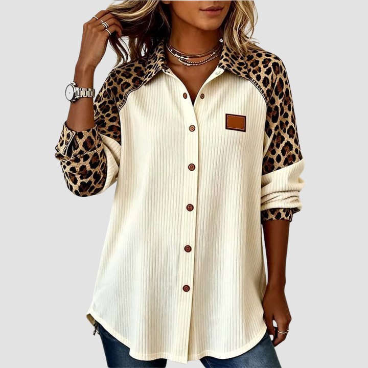 Jordanaâ„¢ | Camicia Elegante con Stampa Leopardata