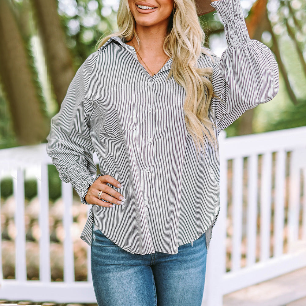 Quinlee - Camicia a righe morbida