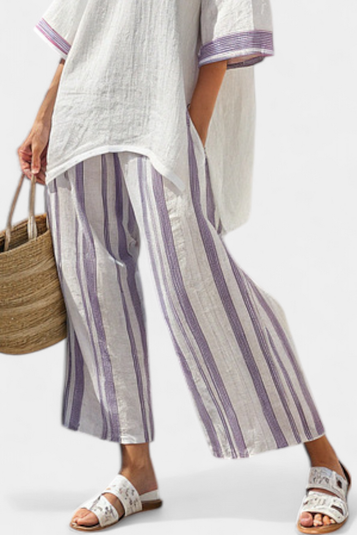 Allegra – blusa comoda e pantaloni a righe di bambù