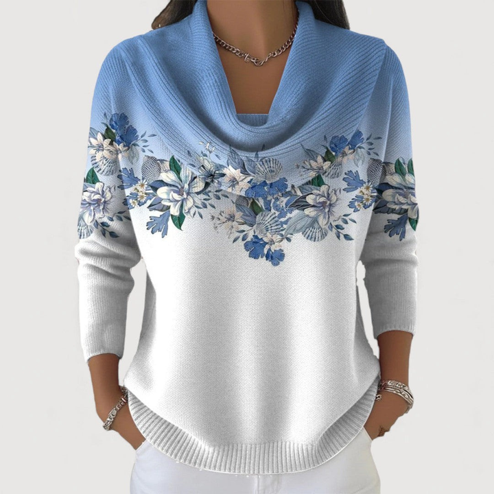 Alora | Maglione floreale con colletto morbido