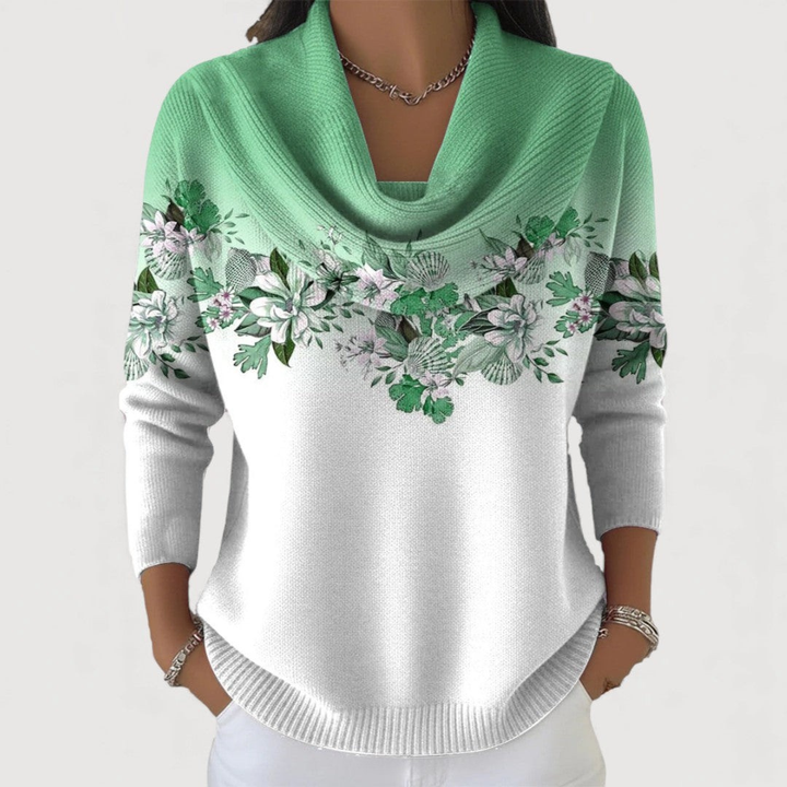 Alora | Maglione floreale con colletto morbido