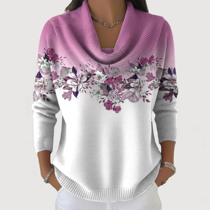 Alora | Maglione floreale con colletto morbido