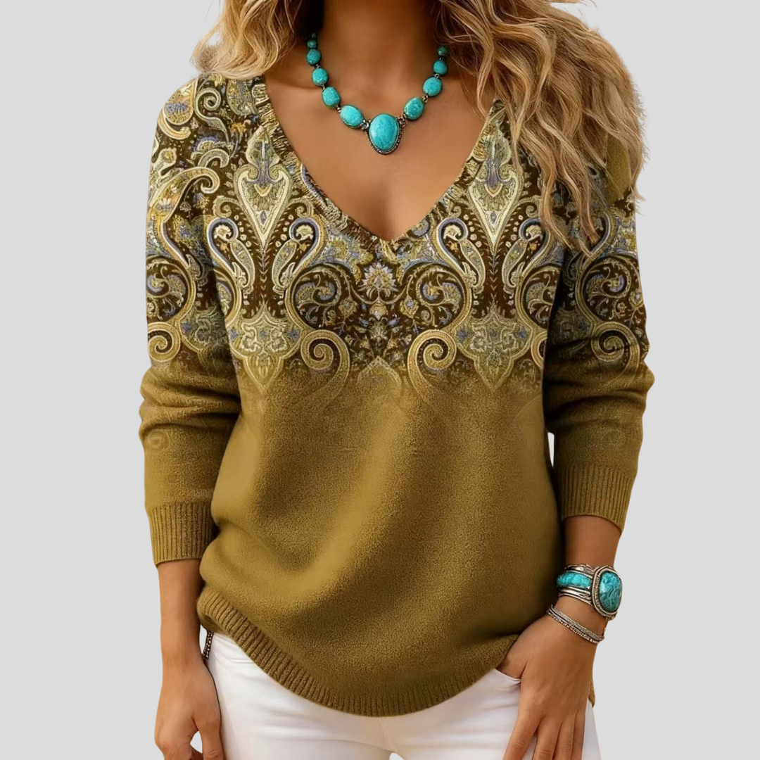 Amelia | Maglione Elegante con Scollatura a V e Maniche Lunghe