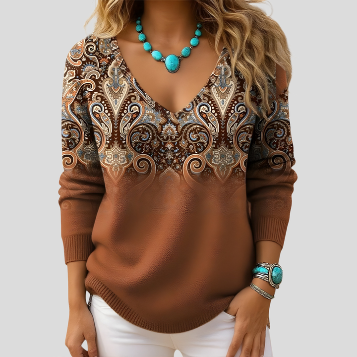 Amelia | Maglione Elegante con Scollatura a V e Maniche Lunghe