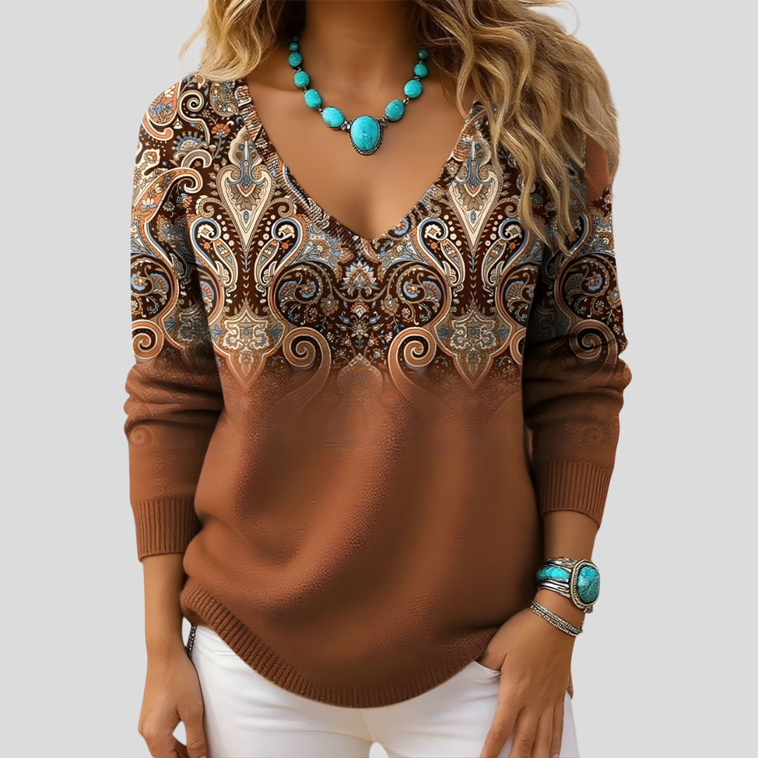 Amelia | Maglione Elegante con Scollatura a V e Maniche Lunghe