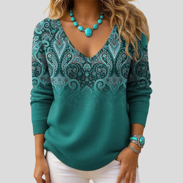 Amelia | Maglione Elegante con Scollatura a V e Maniche Lunghe