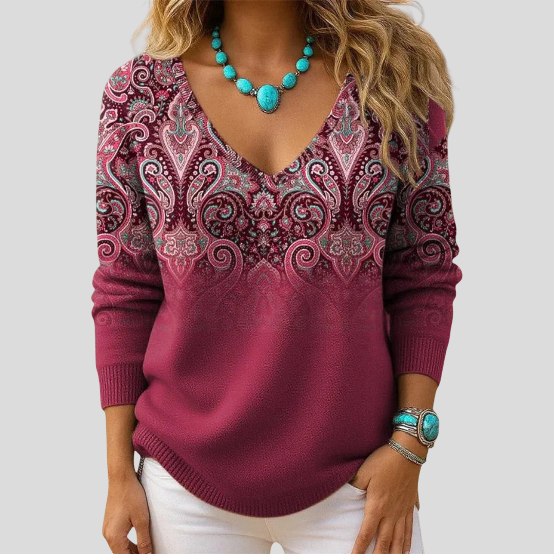 Amelia | Maglione Elegante con Scollatura a V e Maniche Lunghe