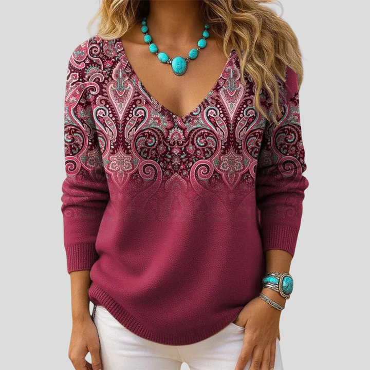 Amelia | Maglione Elegante con Scollatura a V e Maniche Lunghe
