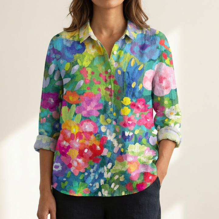 Renata – Camicia di lino con design