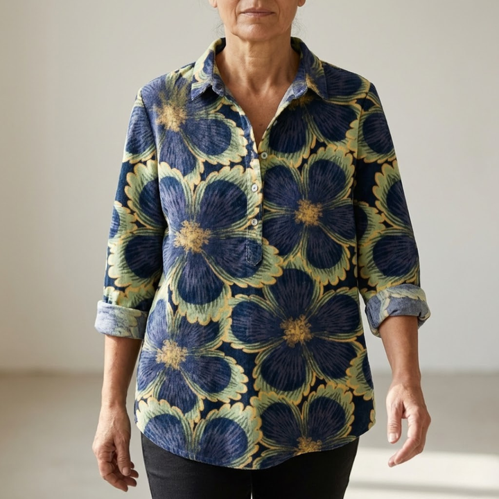 Chiara – Camicia di lino con stampa