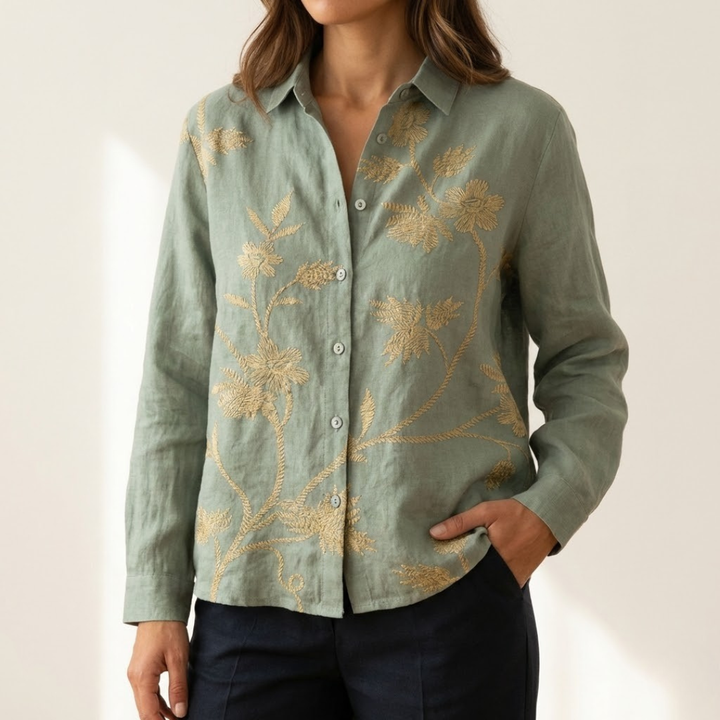 Tiziana – Camicia di lino con stampa