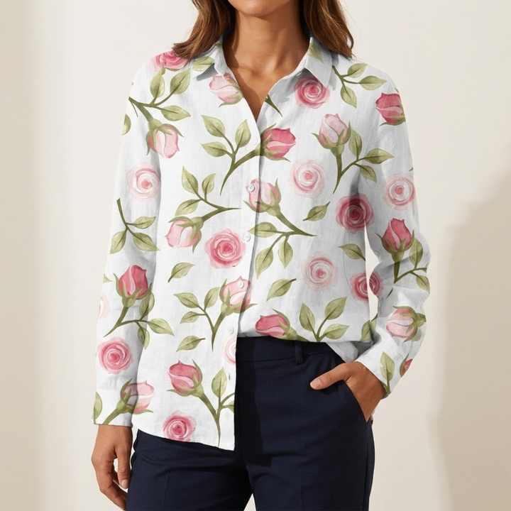 Tiziana – Camicia di lino con stampa