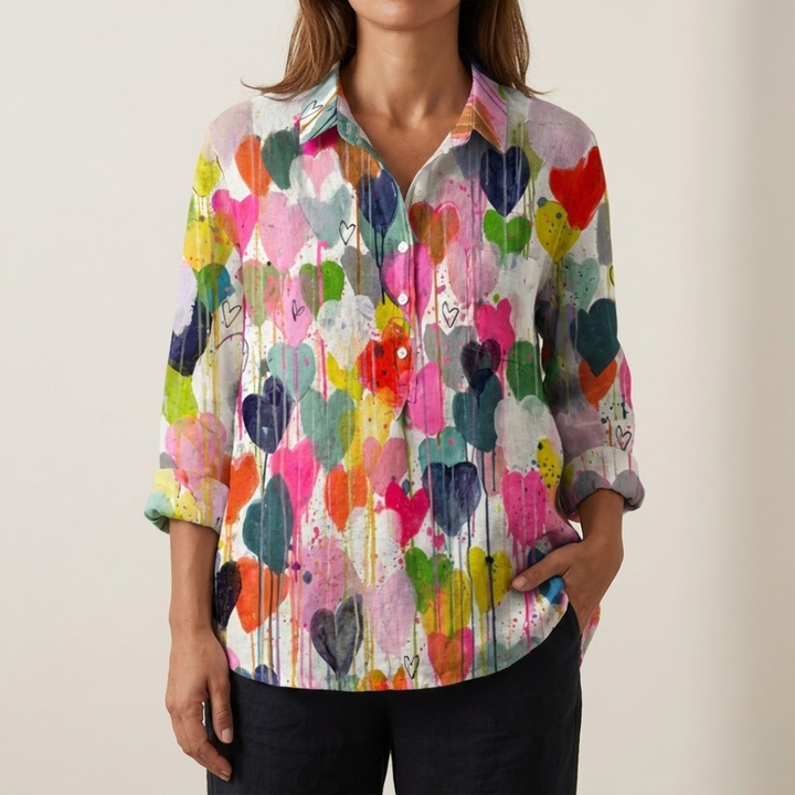 Carlotta – Camicia di lino con stampa