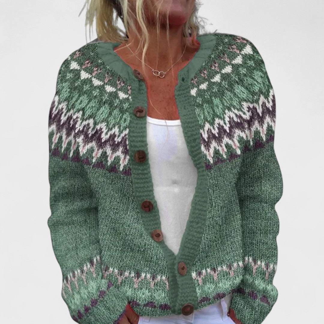Lianne Salvia Dorata – Cardigan a maglia larga con design chic