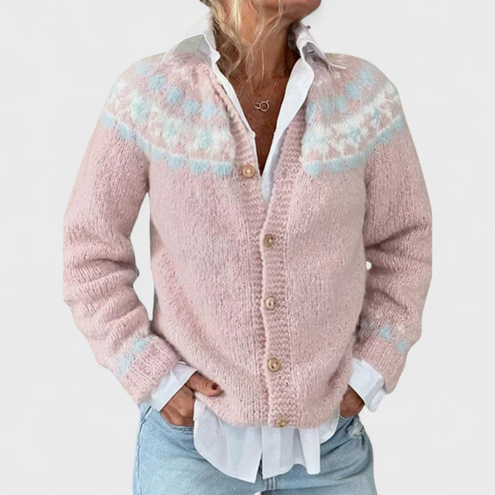 Lianne Salvia Dorata – Cardigan a maglia larga con design chic