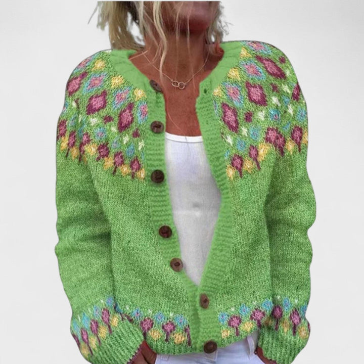 Lianne Verde Bosco – Cardigan a maglia larga con un design chic