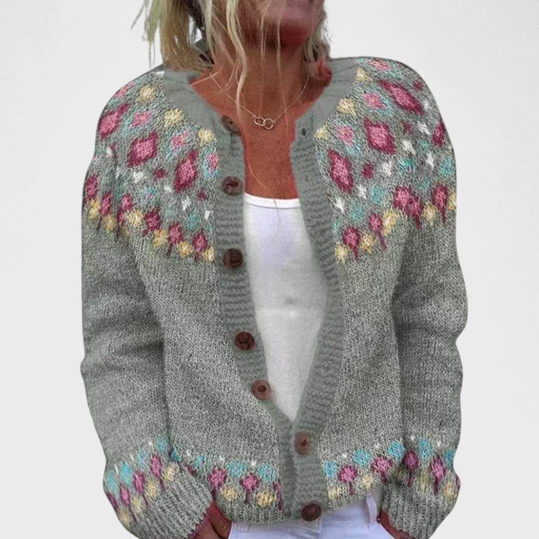 Lianne Verde Bosco – Cardigan a maglia larga con un design chic