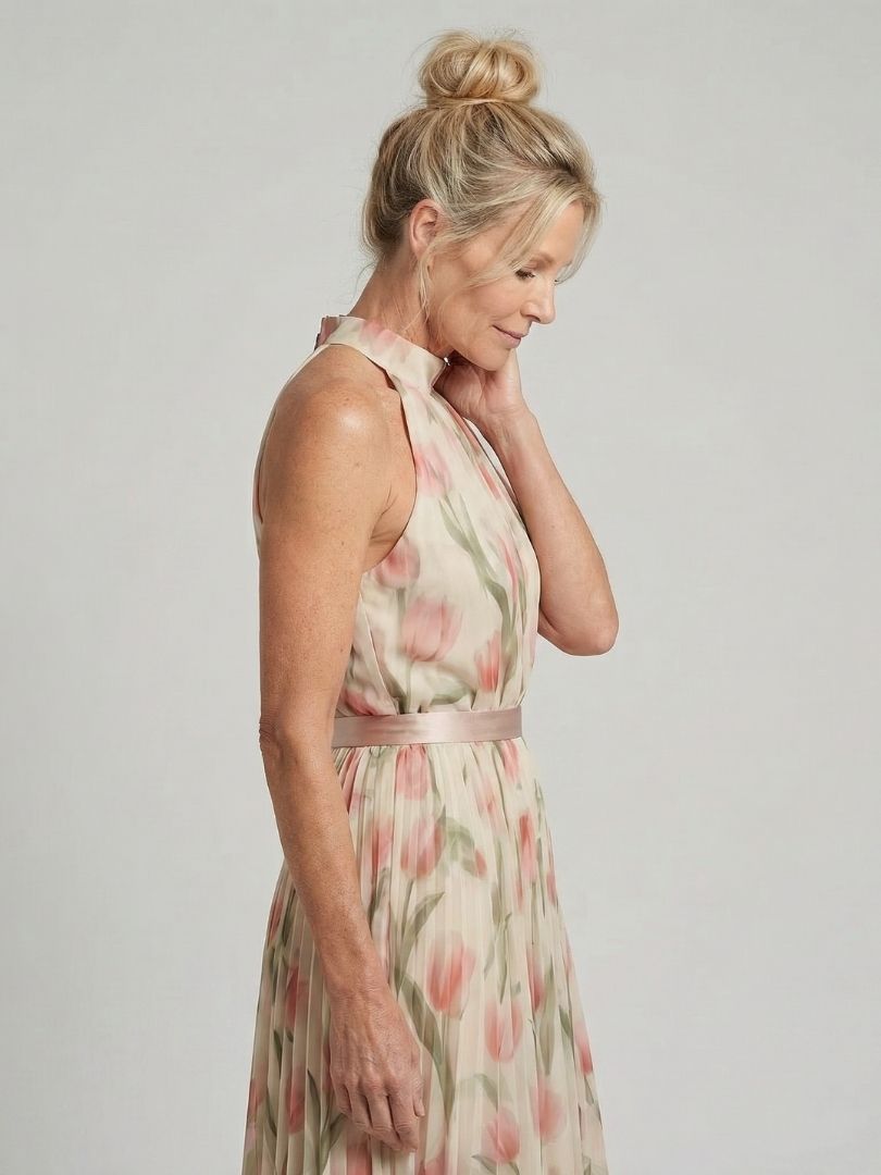 Aurora | Vestito midi floreale con collo halter