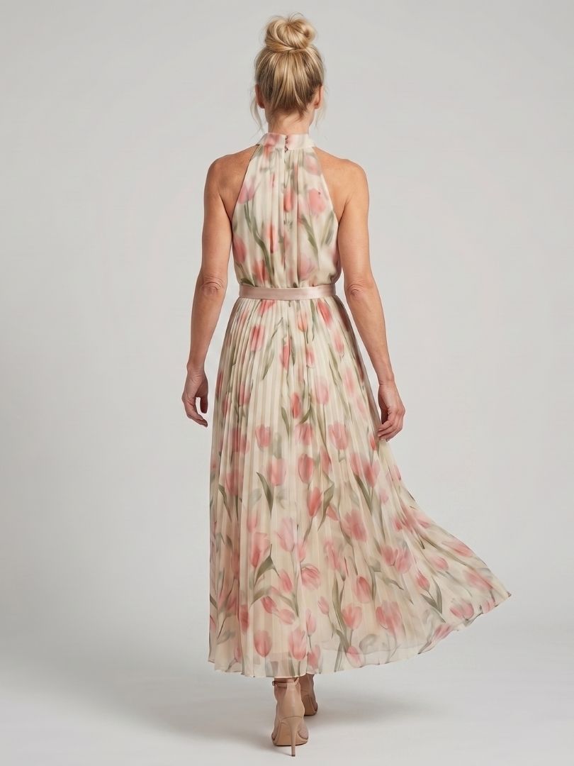 Aurora | Vestito midi floreale con collo halter