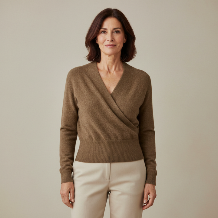 Rosa | Maglione Incrociato con Scollatura a V