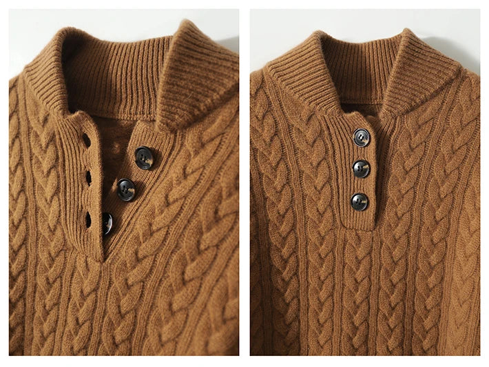 Carla | Maglione a Maglia Intrecciata con Bottoni