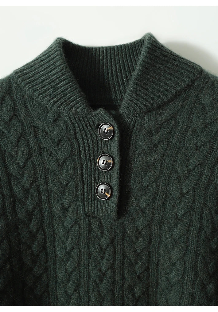 Carla | Maglione a Maglia Intrecciata con Bottoni