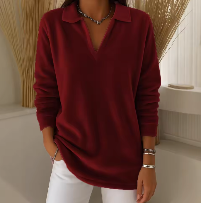 Emma | Maglione Morbido in Velluto con Scollatura a V
