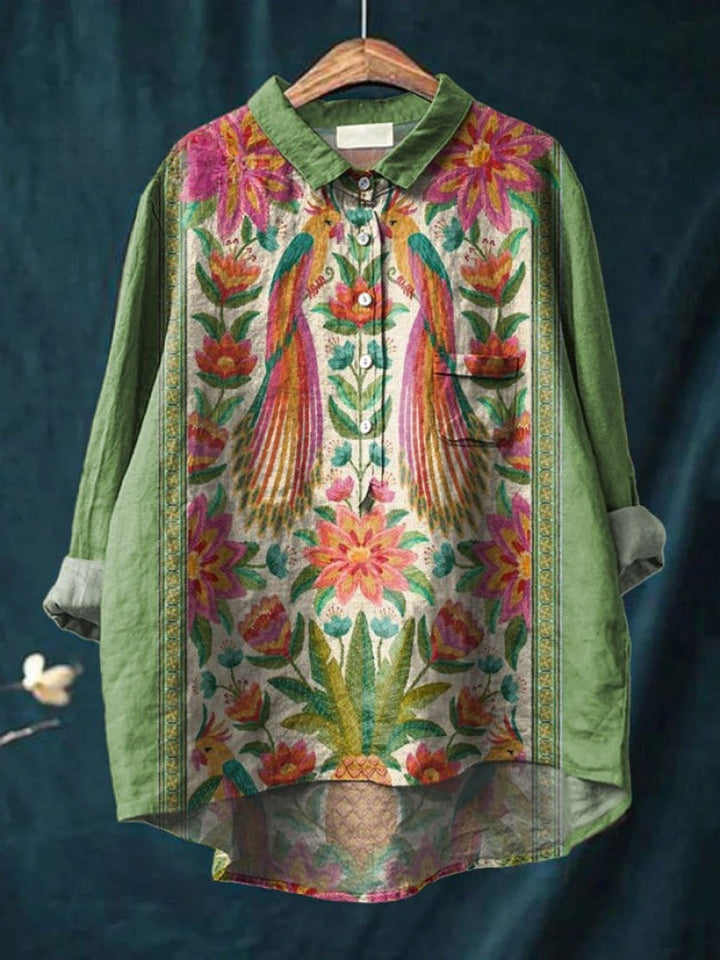 Tiziana – Camicia di lino con stampa