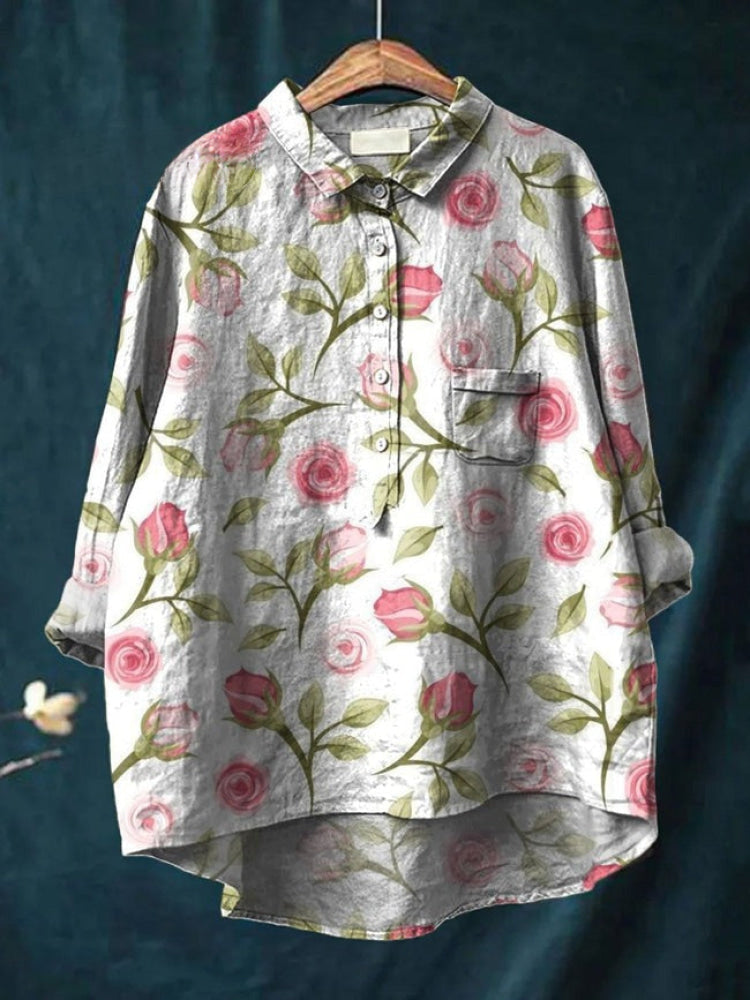 Tiziana – Camicia di lino con stampa
