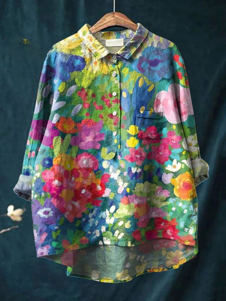 Tiziana – Camicia di lino con stampa