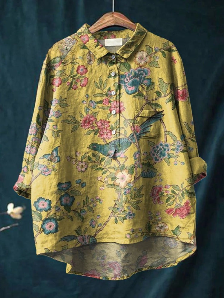 Tiziana – Camicia di lino con stampa