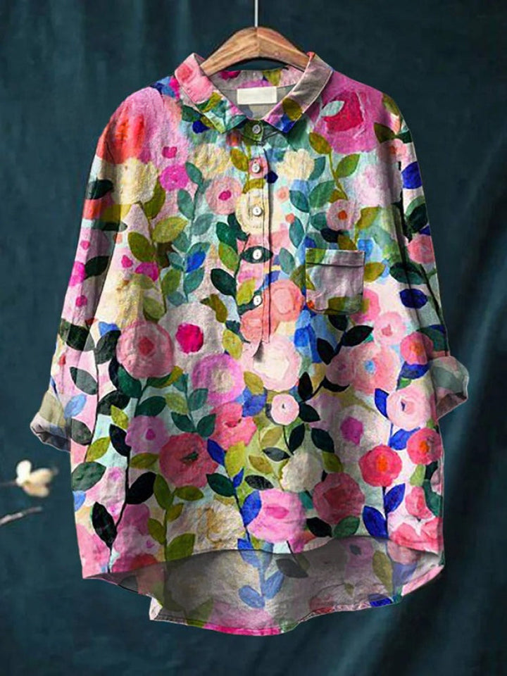 Tiziana – Camicia di lino con stampa